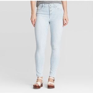 Universal Thread Blue and White Striped Ankle Jeans